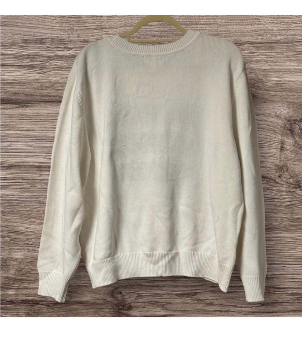 Karl Lagerfeld Paris Women's Bonjour Graphic Knit Crewneck Sweater - Size Small - Picture 3 of 4